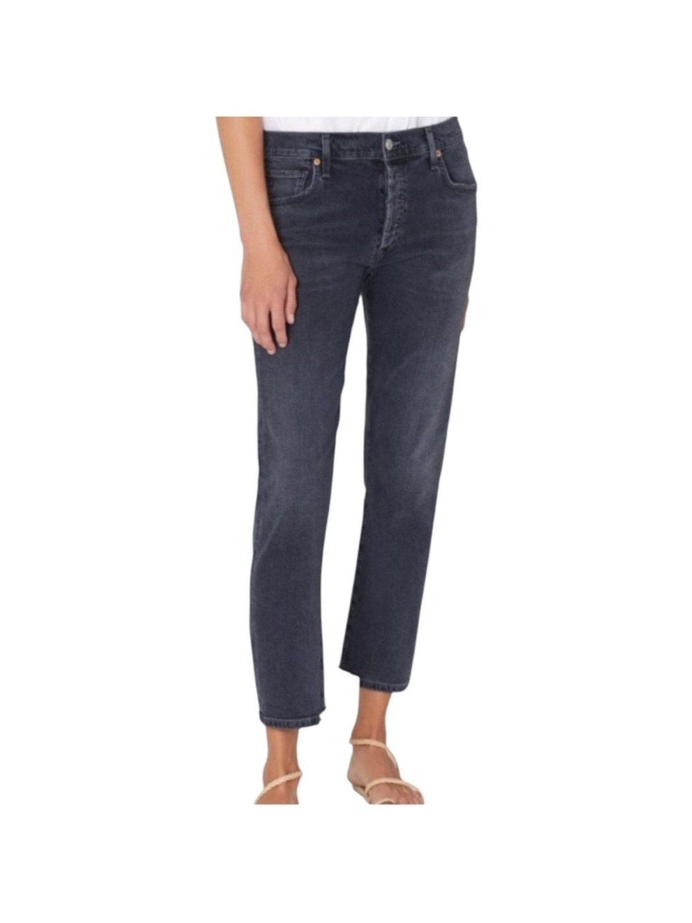 Citizens of Humanity Emerson Slim Boyfriend Jeans Mid-rise Black Wash Women's 28